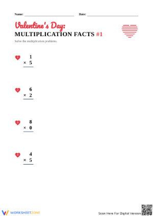 Valentine's Day Multiplication Facts: Printable Grade 3 Math