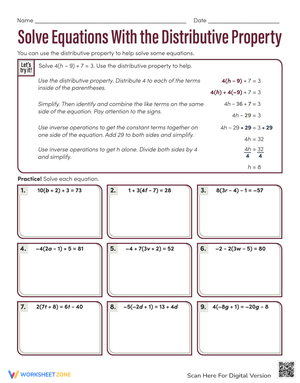 Solve Equations Using the Distributive Property