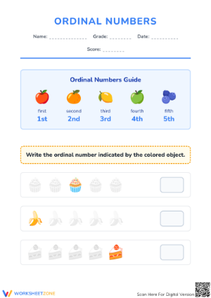 Essential Ordinal Numbers Practice | Grade 1 Math Worksheet