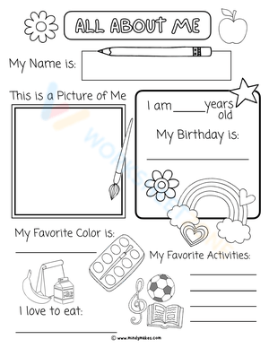 All About Me Worksheet: Personal Profile