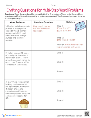 Crafting Word Problems: Multi-Step Practice