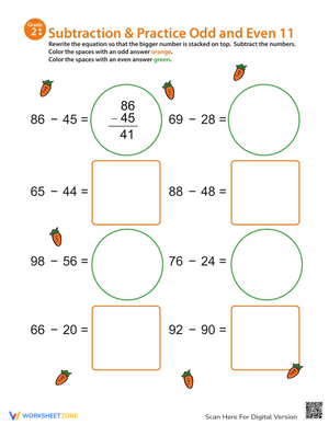Identify Odd and Even Numbers with Subtraction