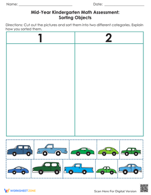 Math Assessment: Sorting Objects Practice