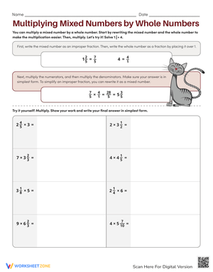Mixed Numbers: Multiply by Whole Numbers