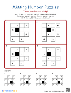 Brain Teaser: Math Puzzles Worksheet
