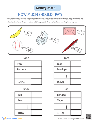 Financial Literacy: Money Math Worksheet