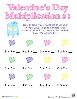 Solve Valentine's Day Multiplication Problems