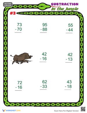 Jungle Subtraction Worksheet
