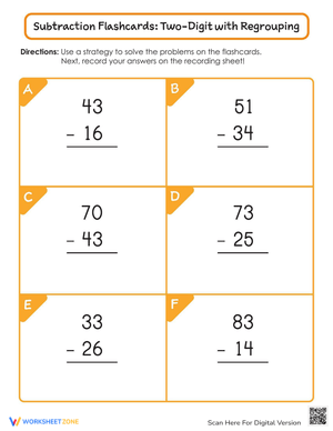 Two-Digit Subtraction Flashcards