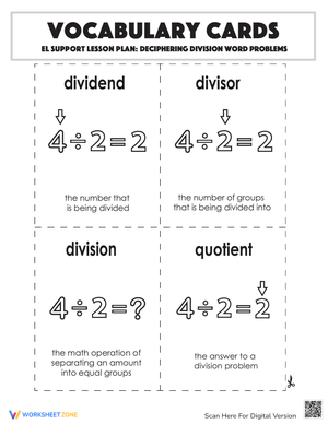 Deciphering Division Word Problems Worksheet