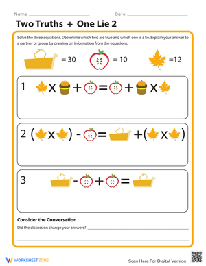 Two Truths and One Lie Game Worksheet
