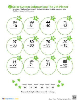 Solar System Subtraction Practice