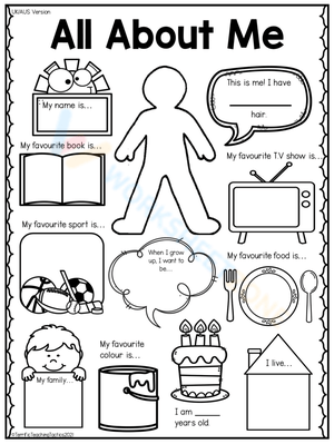 All About Me Worksheet: First Day Activity