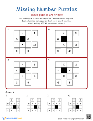 Math Puzzles Worksheet