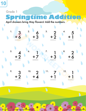 Springtime Addition Worksheet