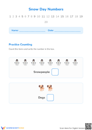 Snow Day Numbers: Essential Kindergarten Counting Worksheet