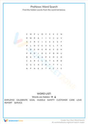 ProNews Word Search