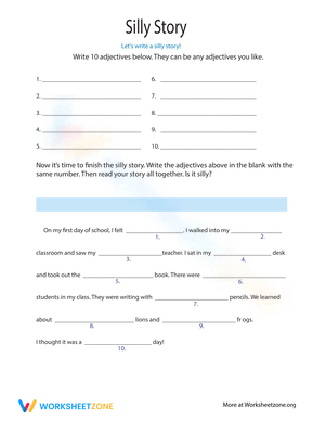 Silly Story Writing Worksheet