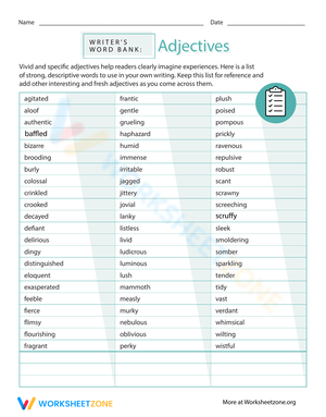 Writer's Word Bank: Adjectives
