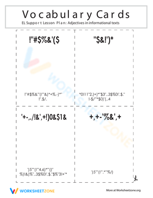Vocabulary Cards: Adjectives in Informational Texts