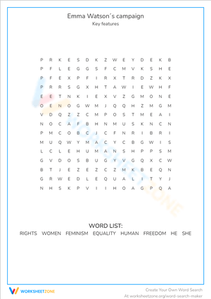 Printable Word Search: Emma Watson | Grade 4