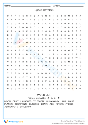 Discover Space Travelers Worksheet
