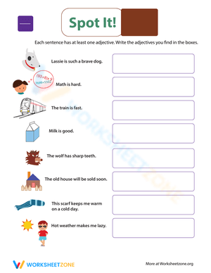 Identify Adjectives Grammar Worksheet