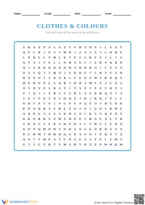 Grade 2 Clothes & Colors — Printable No-Prep Worksheet