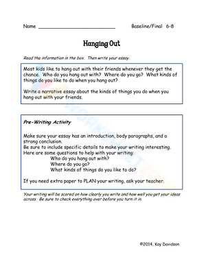 Back to School Writing Prompts: Hanging Out