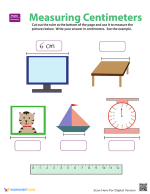 Ruler Reading Centimeters Worksheet