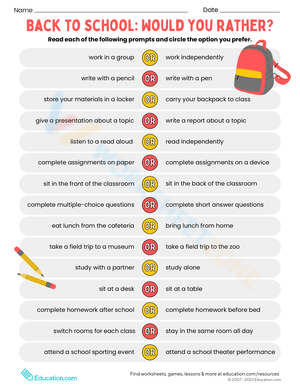 Would You Rather Class Activities