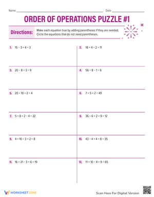 Solve Order of Operations Puzzle