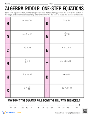Fun Pre-Algebra Worksheet