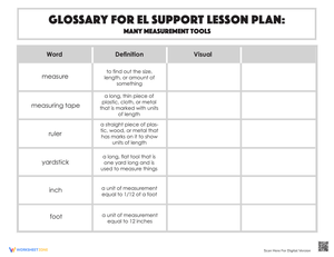 Glossary of Measurement Tools Worksheet