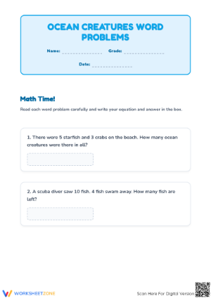 Grade 3 Essential Sea Creature Math Word Problems