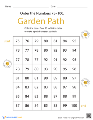 Number Order Color Boxes