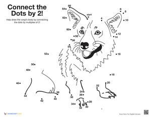 Skip Counting Worksheet with Corgi