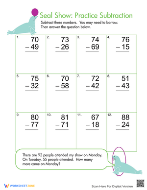 Practice Subtraction with Seals