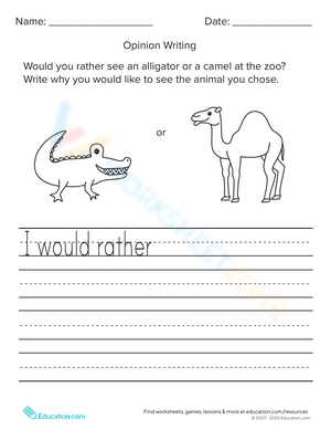 Would You Rather: Alligator or Camel? Fun Preferences Activity