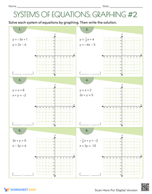 Graphing Equations: Systems of Equations Worksheet