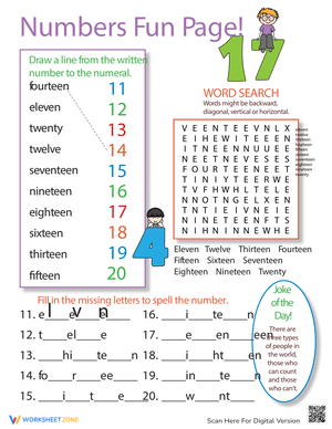 Number Practice 11-20: Worksheet for Early Math Skills