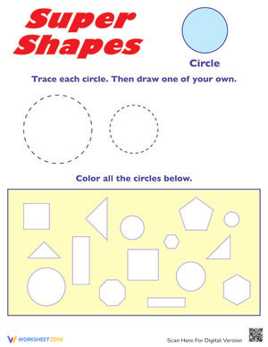 Circle Shapes Tracing and Coloring Worksheet