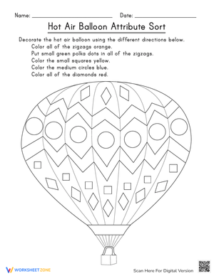 Attribute Sorting: Hot Air Balloon Sorting Activity