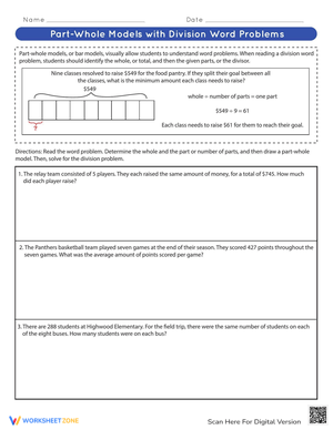 Part-Whole Models with Division Word Problems