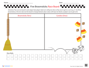 Five Broomsticks Race Board: A Fun Game for Learning