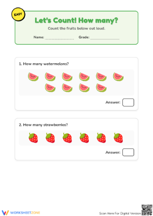 Let's Count Fruit Worksheet | Essential Kindergarten Math