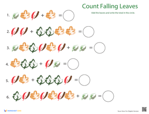Falling Leaves Counting Worksheet