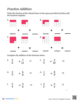 Fraction Addition Worksheet: Practice Adding Fractions