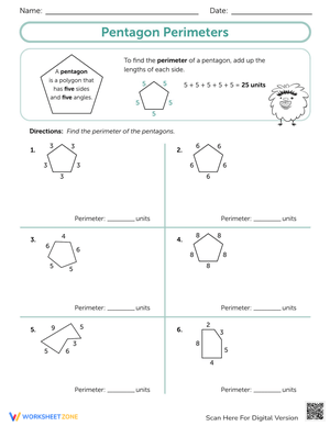 Pentagon Perimeters Worksheet: Practice Geometry