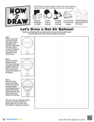 How to Draw a Hot Air Balloon Worksheet